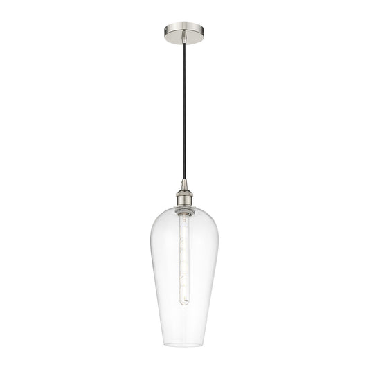 Innovations Chelsea 8in 1-Light Mini Pendant | Industrial Polished Nickel Steel and Clear Glass | Kitchen Island & Dining Room | Model 616-1P-PN-G456-8CL