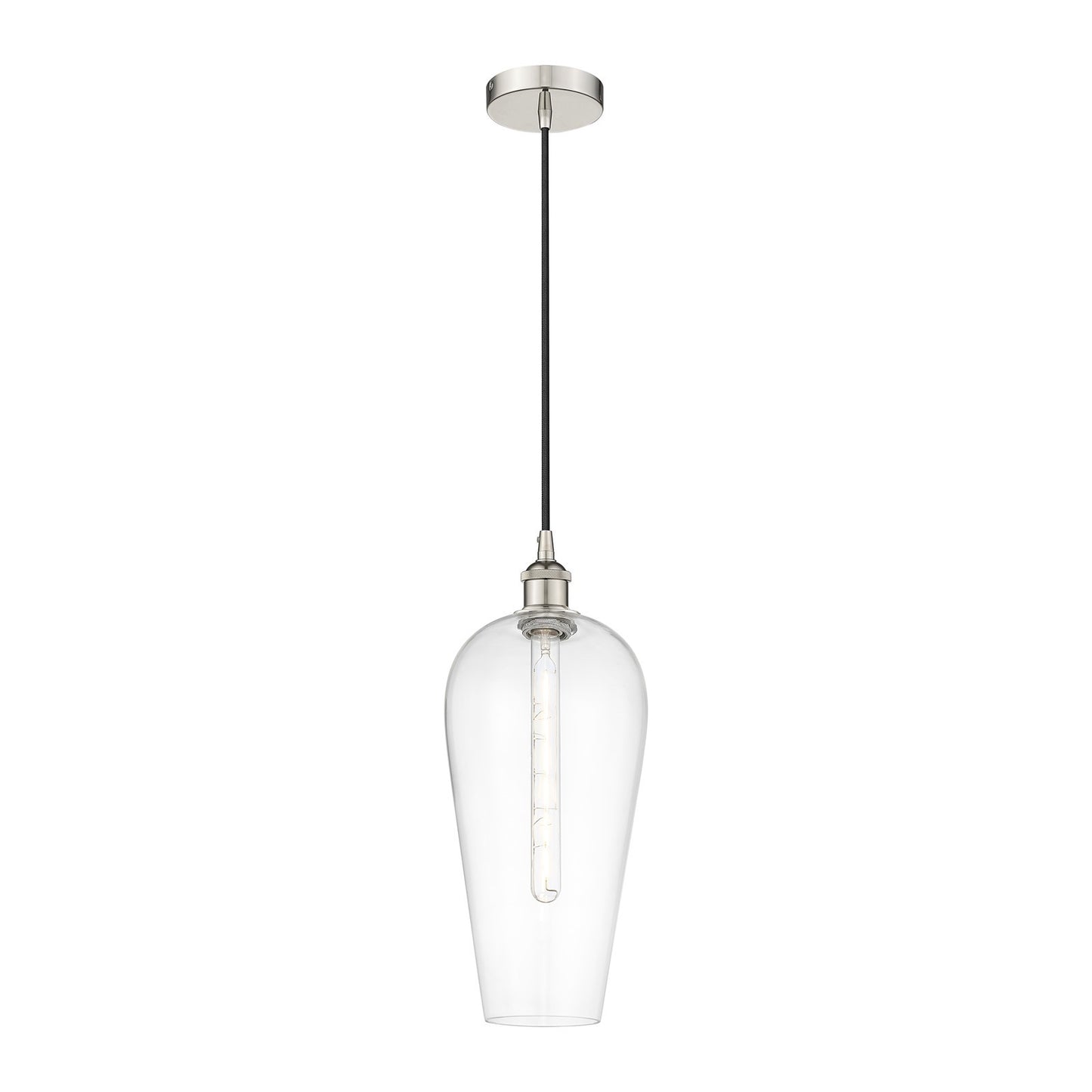 Innovations Chelsea 8in 1-Light Mini Pendant | Industrial Polished Nickel Steel and Clear Glass | Kitchen Island & Dining Room | Model 616-1P-PN-G456-8CL