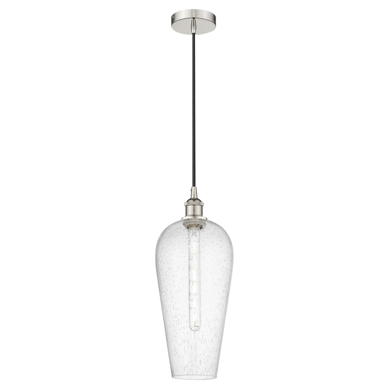 Innovations Chelsea 8in 1-Light Mini Pendant | Industrial Polished Nickel Steel and Seedy Glass | Kitchen Island & Dining Room | Model 616-1P-PN-G456-8SDY