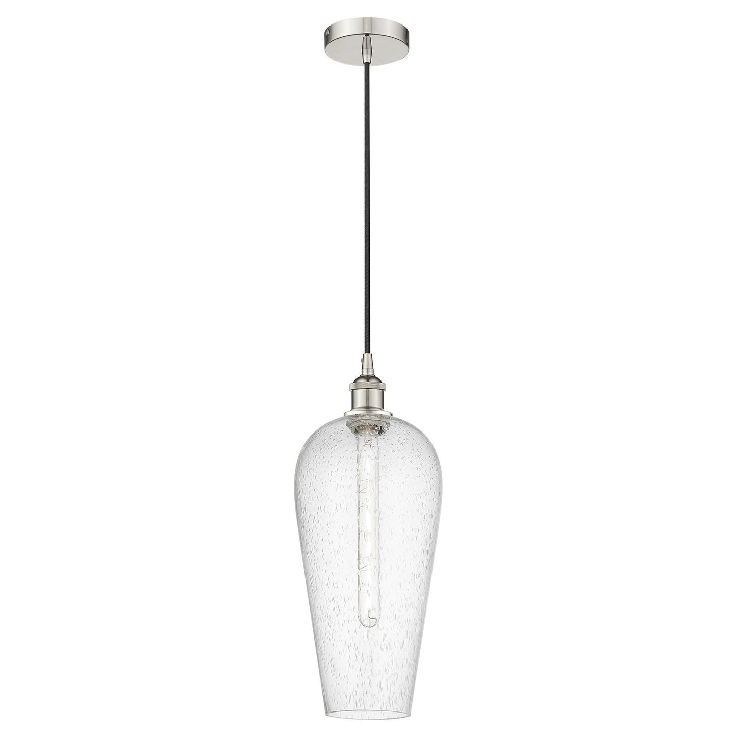 Innovations Chelsea 8in 1-Light Mini Pendant | Industrial Polished Nickel Steel and Seedy Glass | Kitchen Island & Dining Room | Model 616-1P-PN-G456-8SDY