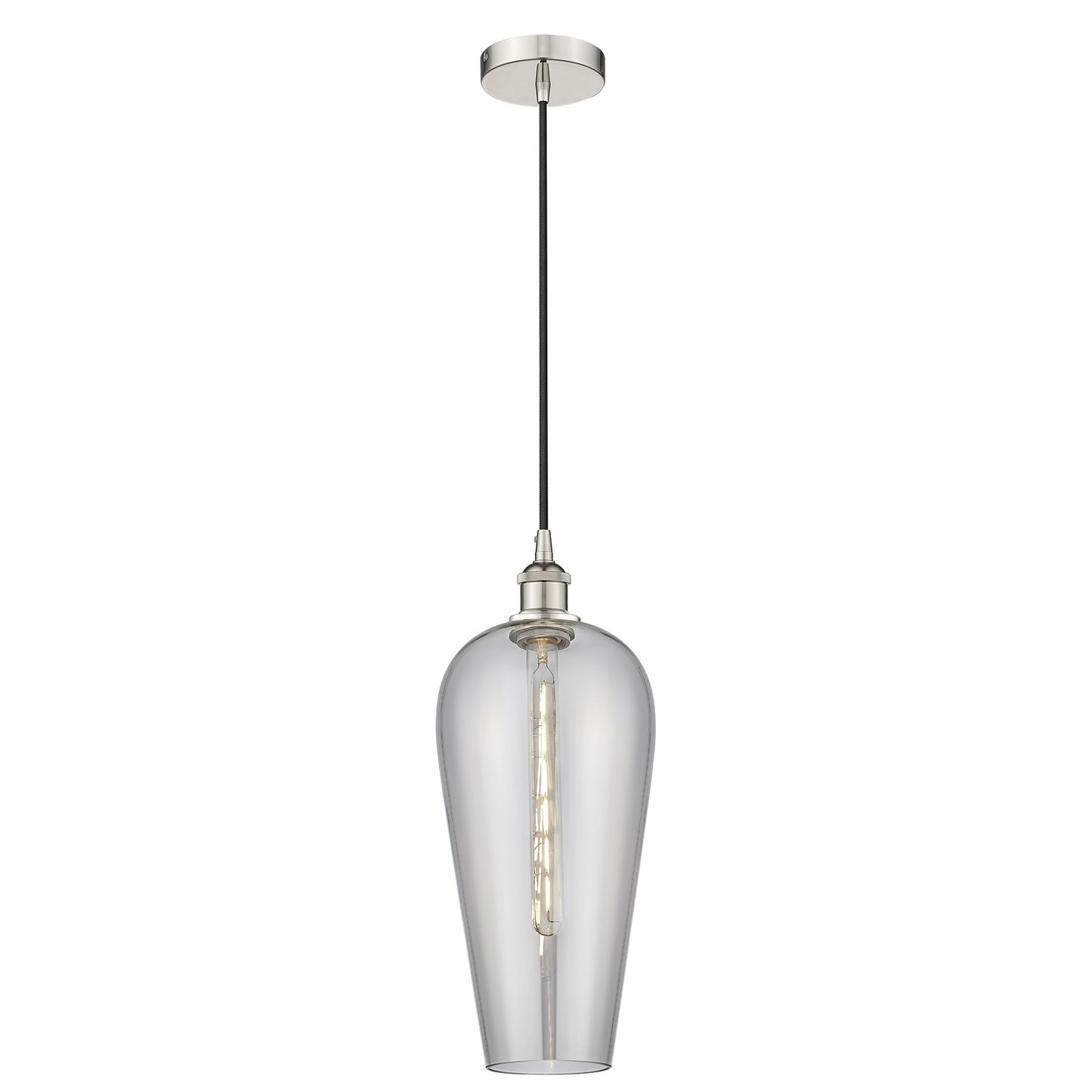 Innovations Chelsea 8in 1-Light Mini Pendant | Industrial Polished Nickel and Light Smoked Glass | Kitchen Island & Dining Room | Model 616-1P-PN-G456-8SM