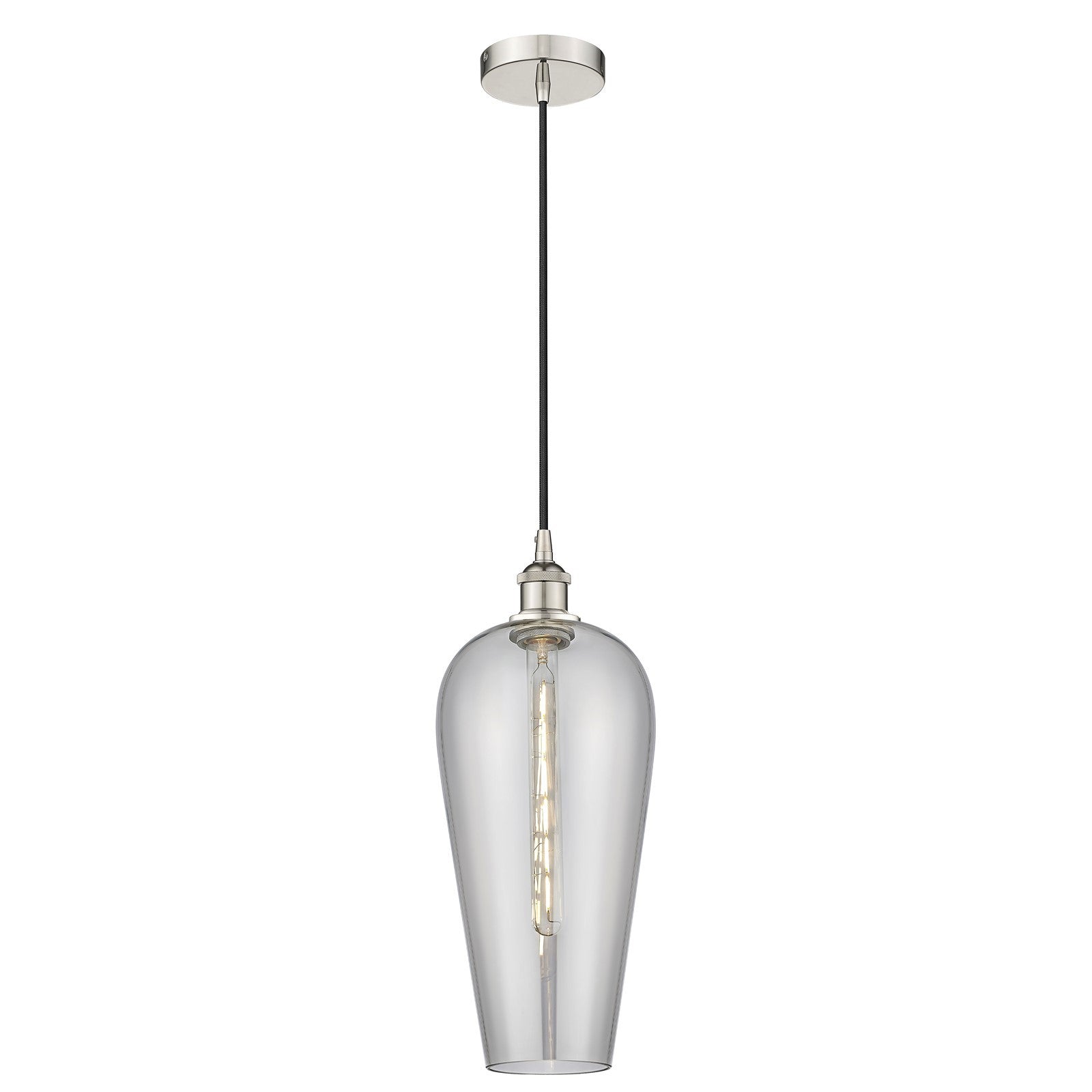 Innovations Chelsea 8in 1-Light Mini Pendant | Industrial Polished Nickel and Light Smoked Glass | Kitchen Island & Dining Room | Model 616-1P-PN-G456-8SM