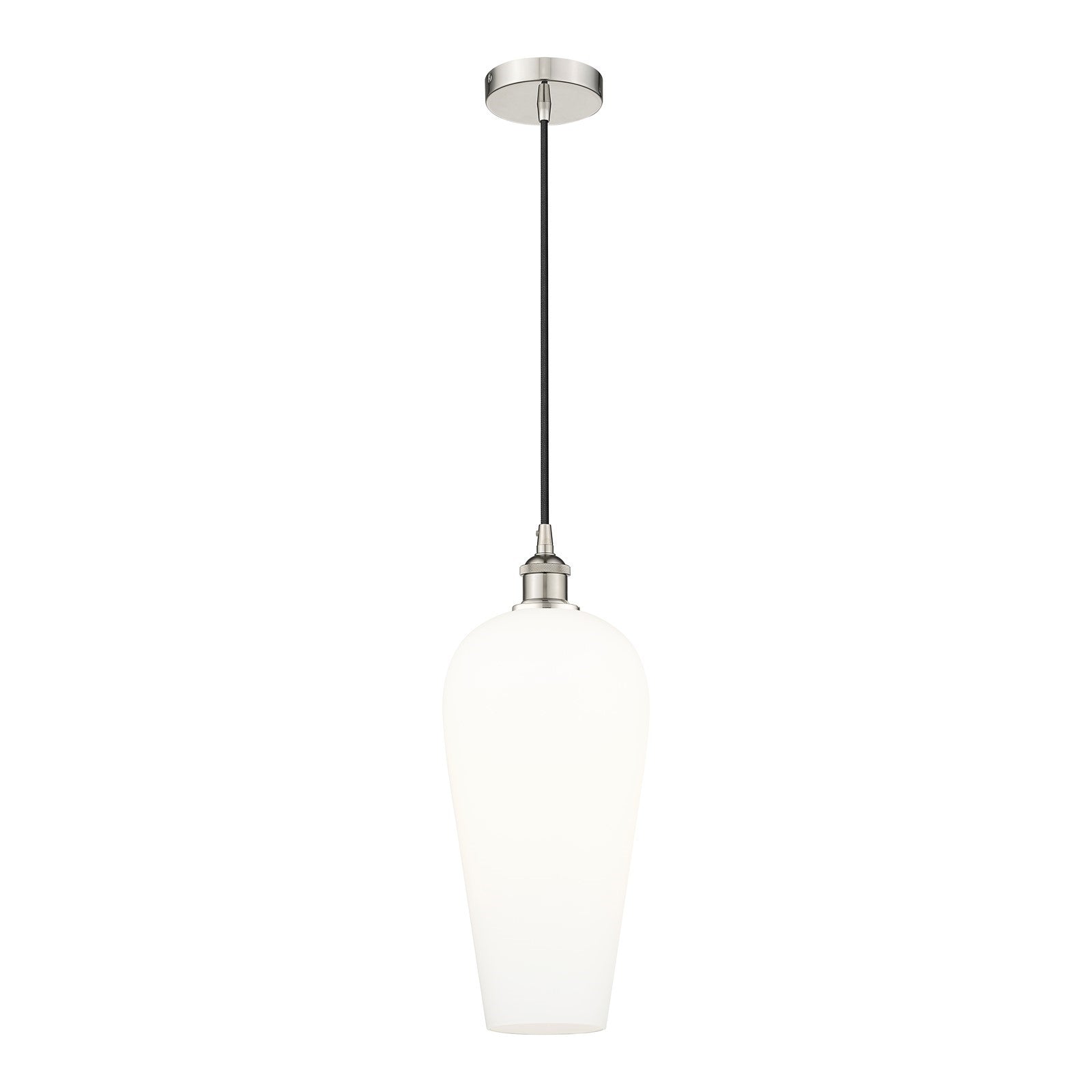 Innovations Chelsea 8in 1-Light Mini Pendant | Industrial Polished Nickel Steel and White Glass | Kitchen Island & Dining Room | Model 616-1P-PN-G456-8WH