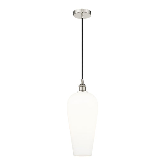 Innovations Chelsea 8in 1-Light Mini Pendant | Industrial Polished Nickel Steel and White Glass | Kitchen Island & Dining Room | Model 616-1P-PN-G456-8WH