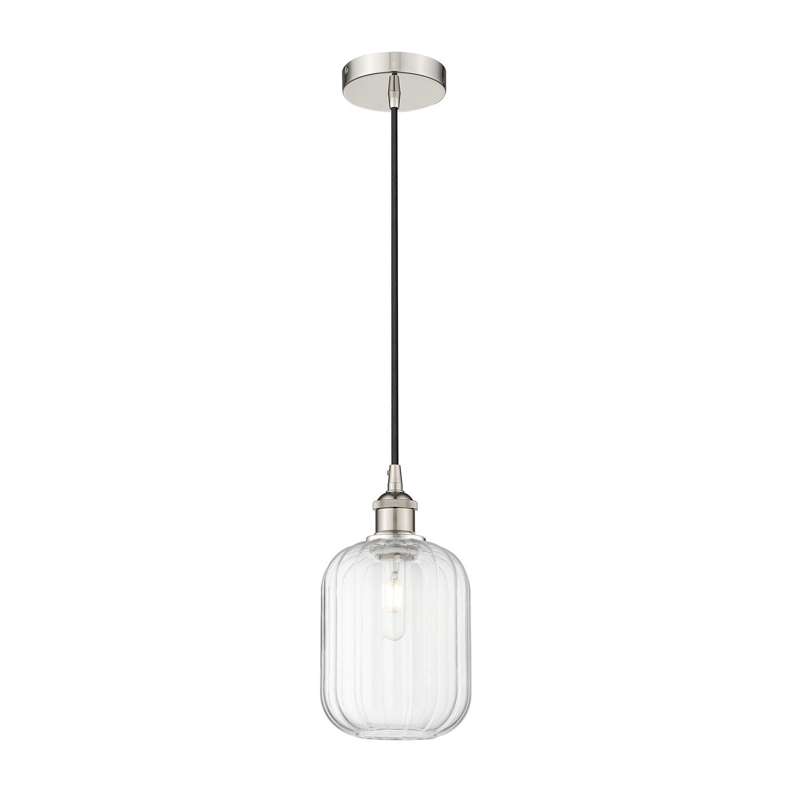 Innovations Preston Cylinder 7in 1-Light Mini Pendant | Industrial Polished Nickel Steel and Clear Glass | Kitchen Island & | Model 616-1P-PN-G460-7CL