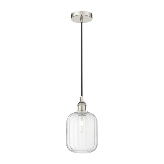 Innovations Preston Cylinder 7in 1-Light Mini Pendant | Industrial Polished Nickel Steel and Clear Glass | Kitchen Island & | Model 616-1P-PN-G460-7CL