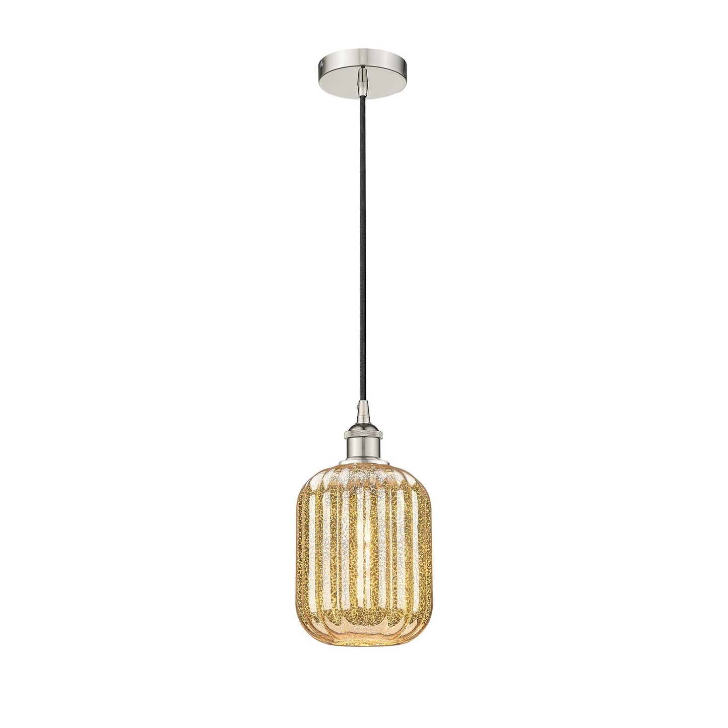 Innovations Preston Cylinder 7in 1-Light Mini Pendant | Industrial Polished Nickel Steel and Mercury Glass | Kitchen Island | Model 616-1P-PN-G460-7ME