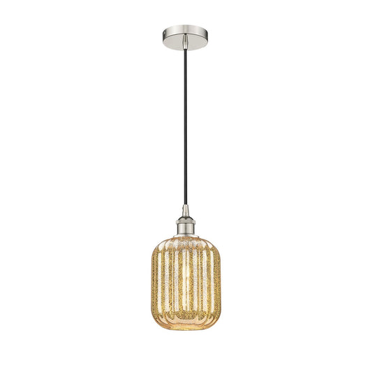 Innovations Preston Cylinder 7in 1-Light Mini Pendant | Industrial Polished Nickel Steel and Mercury Glass | Kitchen Island | Model 616-1P-PN-G460-7ME