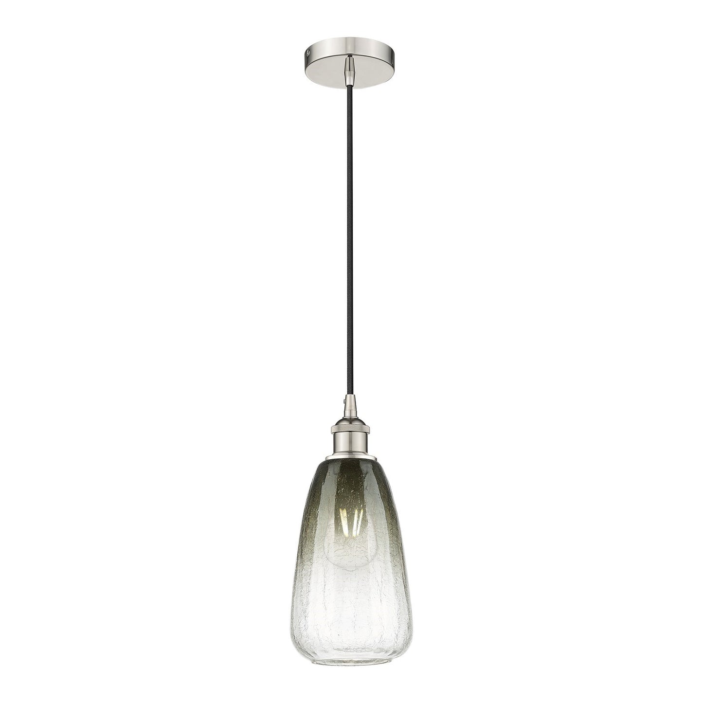 Innovations Brookhaven Almond 6in 1-Light Mini Pendant | Industrial Polished Nickel Steel and Slate Glass | Kitchen Island & | Model 616-1P-PN-G480-6SL