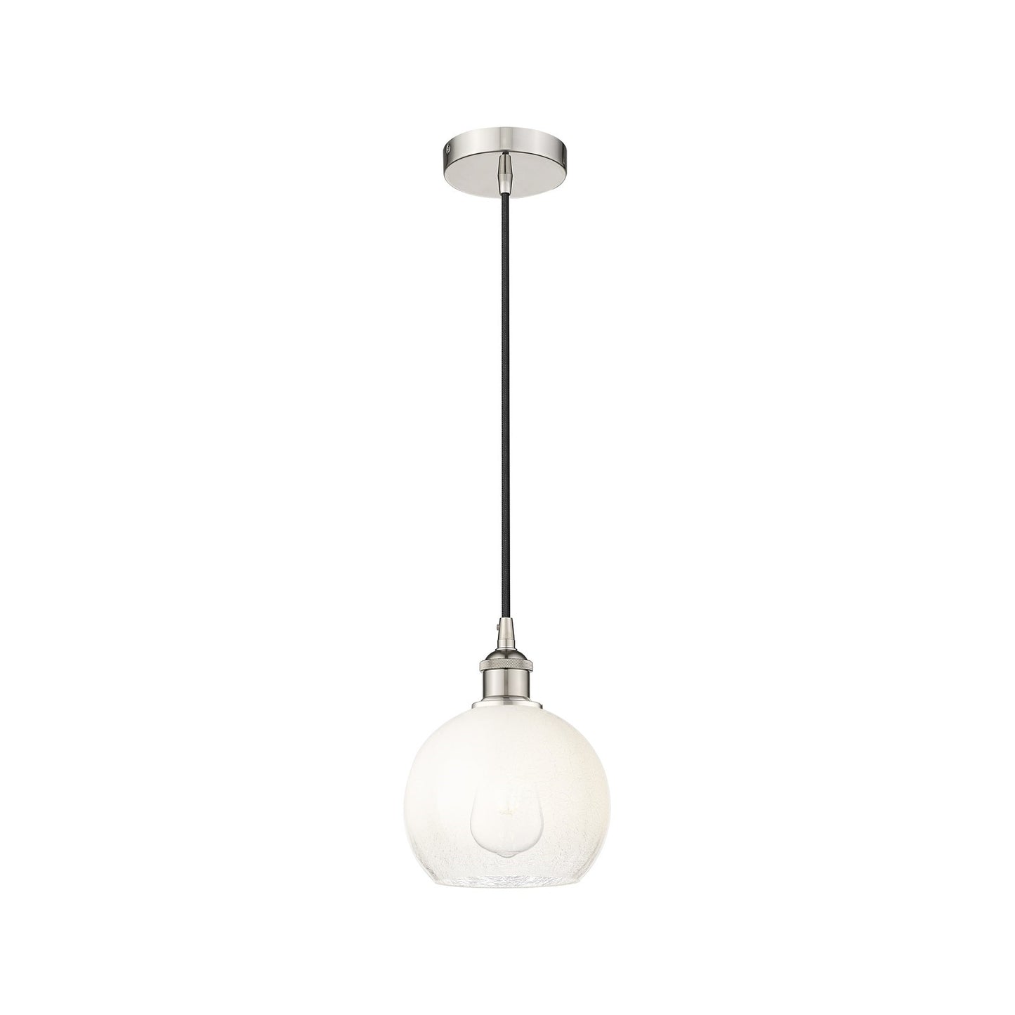 Innovations Brookhaven Globe 8in 1-Light Mini Pendant | Industrial Polished Nickel Steel and Opal Glass | Kitchen Island & | Model 616-1P-PN-G483-8OP