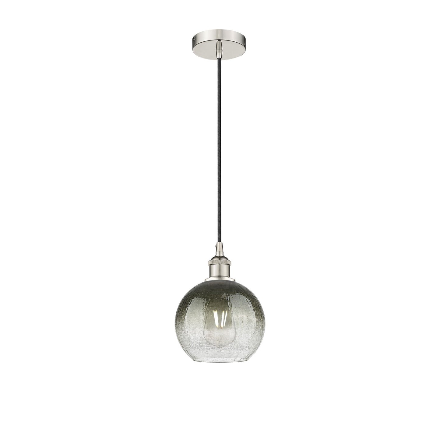 Innovations Brookhaven Globe 8in 1-Light Mini Pendant | Industrial Polished Nickel and Slate Glass | Kitchen Island & Dining | Model 616-1P-PN-G483-8SL