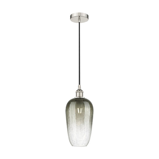 Innovations Brookhaven Flute 7in 1-Light Mini Pendant | Industrial Polished Nickel and Slate Glass | Kitchen Island & Dining | Model 616-1P-PN-G484-7SL