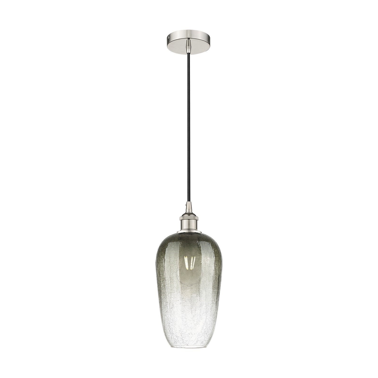 Innovations Brookhaven Flute 7in 1-Light Mini Pendant | Industrial Polished Nickel and Slate Glass | Kitchen Island & Dining | Model 616-1P-PN-G484-7SL