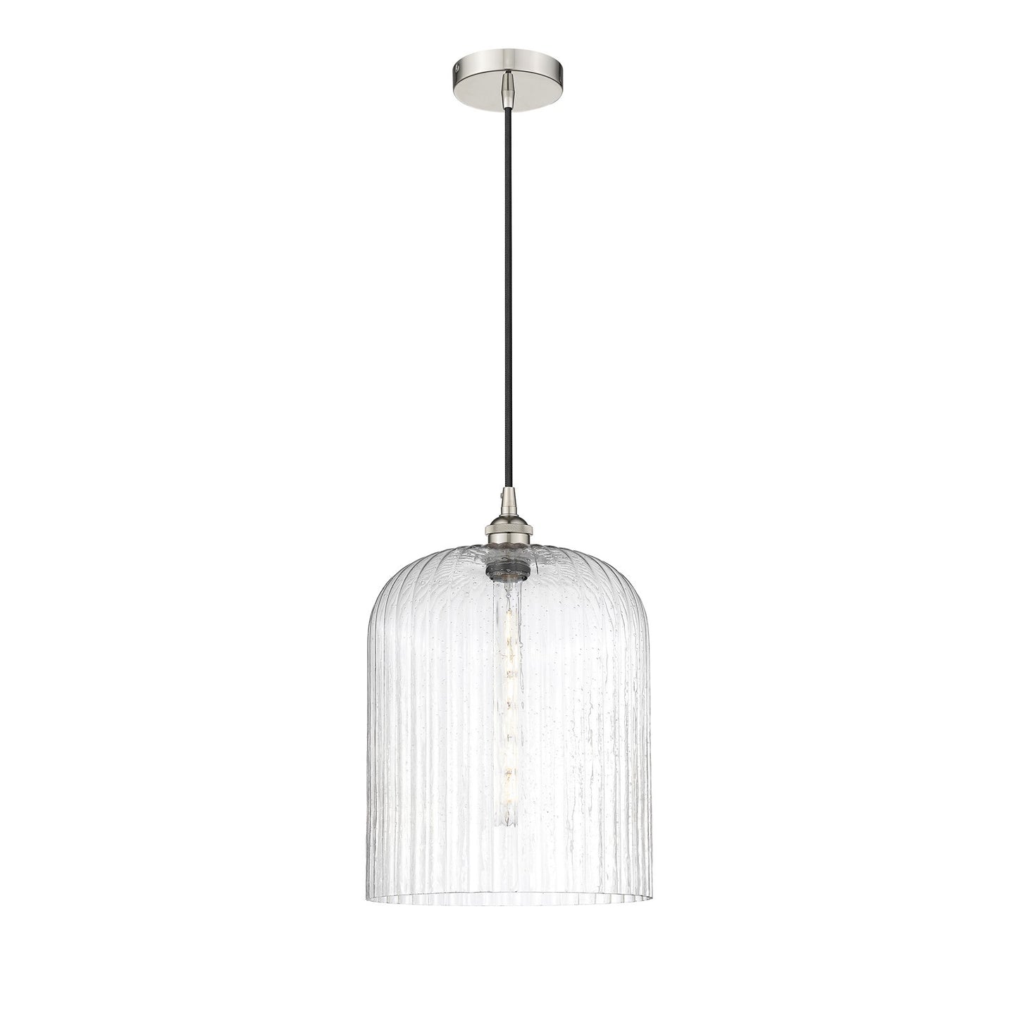 Innovations Bridal Veil 5in 1-Light Mini Pendant | Art Nouveau Polished Nickel Steel and Seedy Ribbed Glass | Kitchen Island | Model 616-1P-PN-G559-12SDY