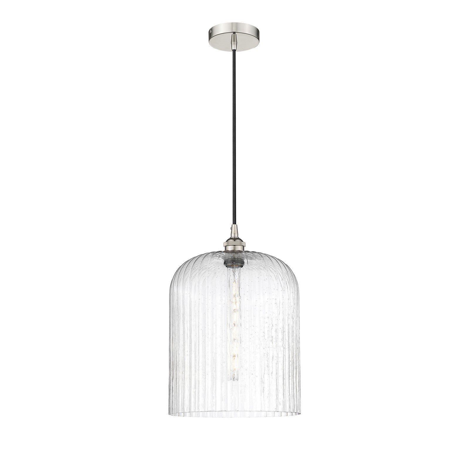 Innovations Bridal Veil 5in 1-Light Mini Pendant | Art Nouveau Polished Nickel Steel and Seedy Ribbed Glass | Kitchen Island | Model 616-1P-PN-G559-12SDY