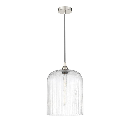 Innovations Bridal Veil 5in 1-Light Mini Pendant | Art Nouveau Polished Nickel Steel and Seedy Ribbed Glass | Kitchen Island | Model 616-1P-PN-G559-12SDY