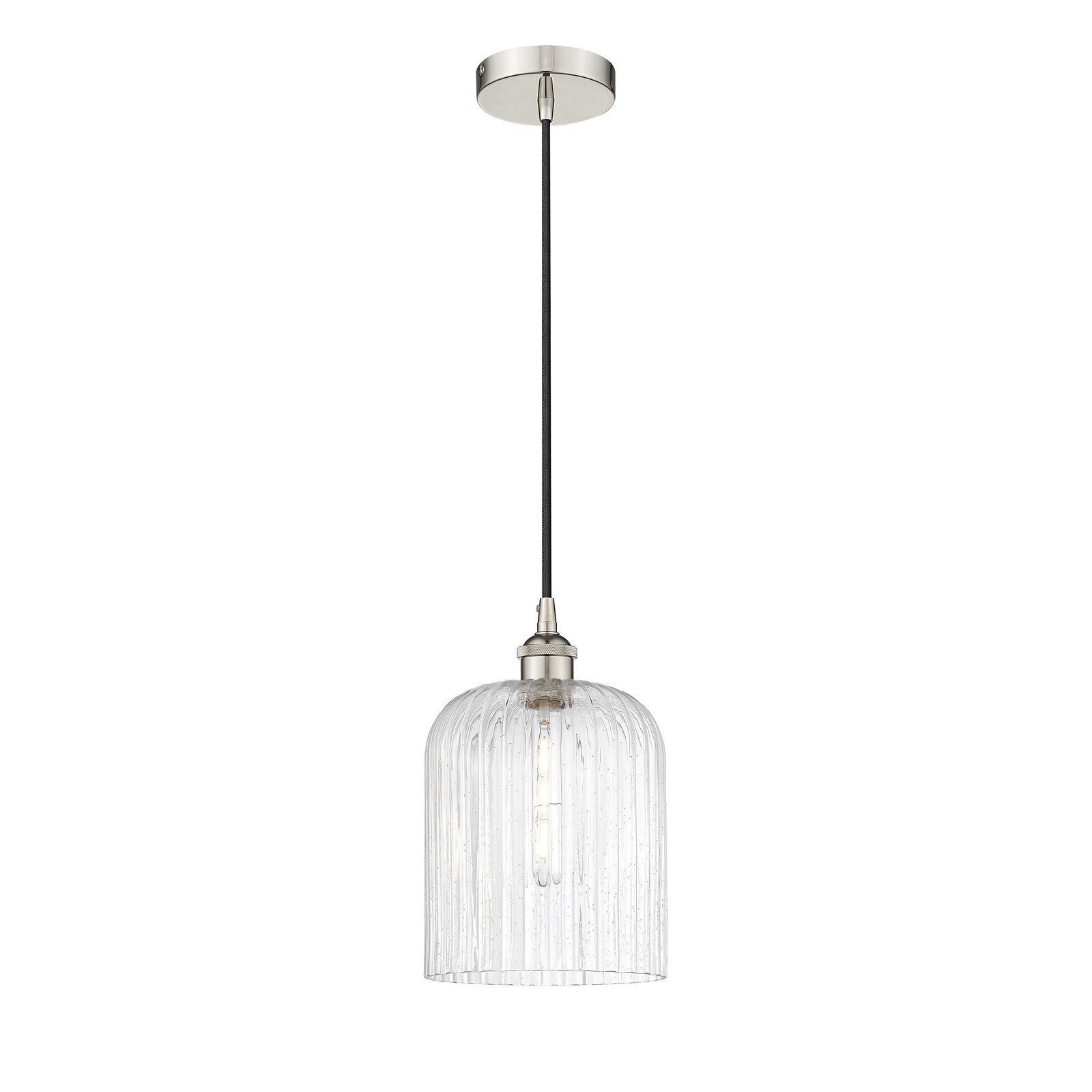 Innovations Bridal Veil 5in 1-Light Mini Pendant | Art Nouveau Polished Nickel Steel and Seedy Ribbed Glass | Kitchen Island & | Model 616-1P-PN-G559-8SDY