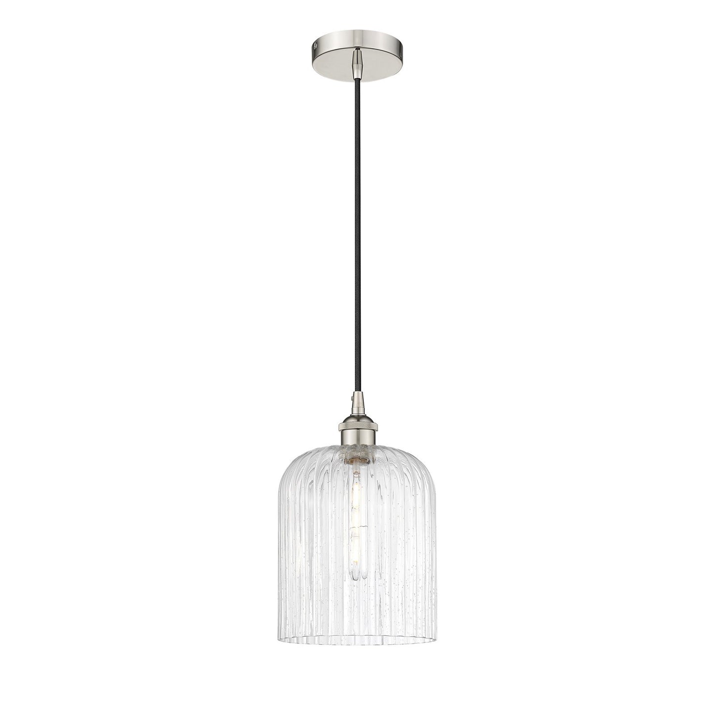 Innovations Bridal Veil 5in 1-Light Mini Pendant | Art Nouveau Polished Nickel Steel and Seedy Ribbed Glass | Kitchen Island & | Model 616-1P-PN-G559-8SDY