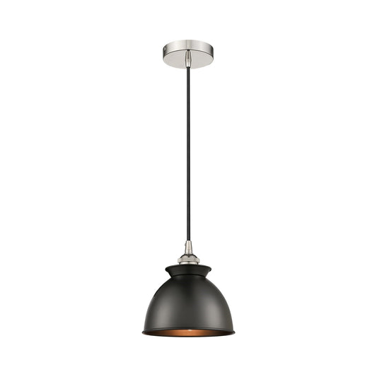 Innovations Adirondack 8.25in 1-Light Mini Pendant | Industrial Farmhouse Polished Nickel and Matte Black Metal | Kitchen Island | Model 616-1P-PN-M14-BK