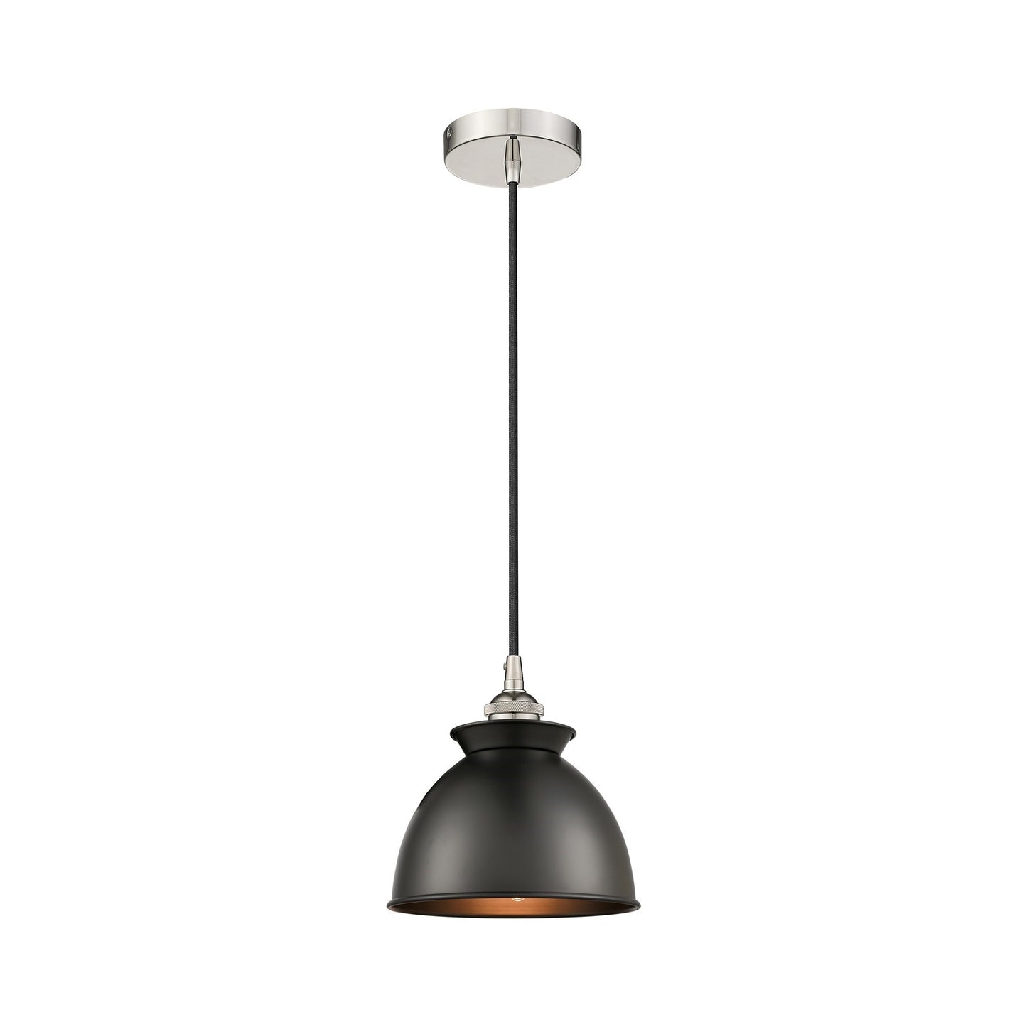 Innovations Adirondack 8.25in 1-Light Mini Pendant | Industrial Farmhouse Polished Nickel and Matte Black Metal | Kitchen Island | Model 616-1P-PN-M14-BK