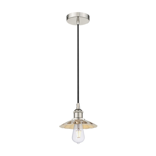 Innovations Scallop 8in 1-Light Mini Pendant | Traditional Industrial Polished Nickel Steel and Metal Shade | Kitchen Island & | Model 616-1P-PN-M17-PN