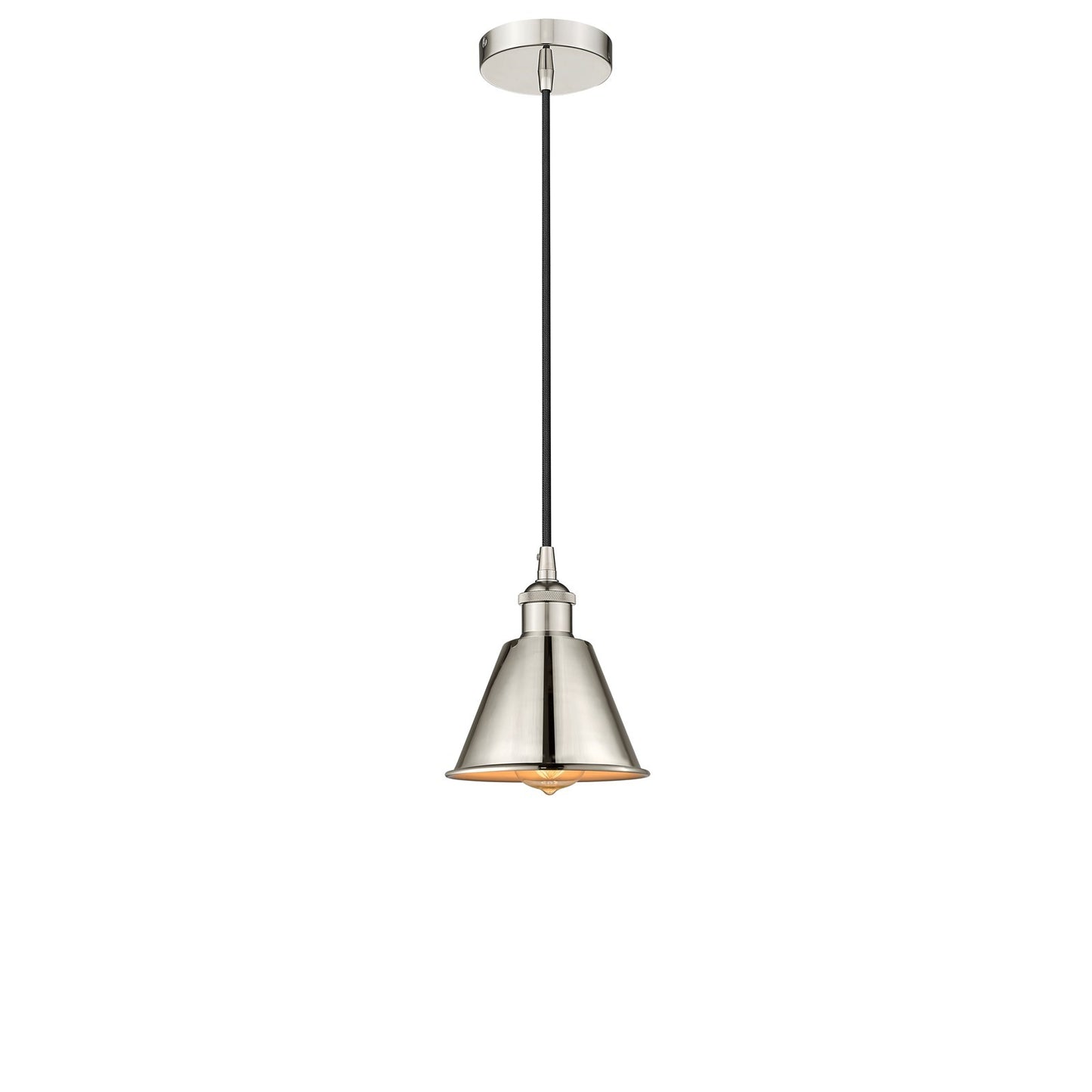 Innovations Smithfield 1-Light Mini Pendant | Industrial Polished Nickel Steel and Metal Shade | Kitchen Island & Dining Room | Model 616-1P-PN-M8-LED