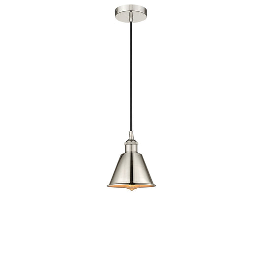 Innovations Smithfield 1-Light Mini Pendant | Industrial Polished Nickel Steel and Metal Shade | Kitchen Island & Dining Room | Model 616-1P-PN-M8-LED