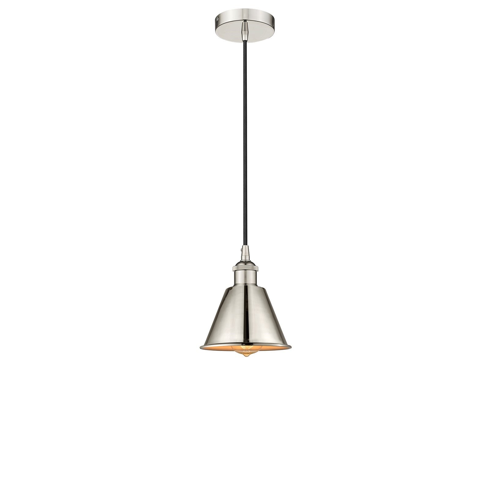 Innovations Smithfield 1-Light Mini Pendant | Industrial Polished Nickel Steel and Metal Shade | Kitchen Island & Dining Room | Model 616-1P-PN-M8-LED