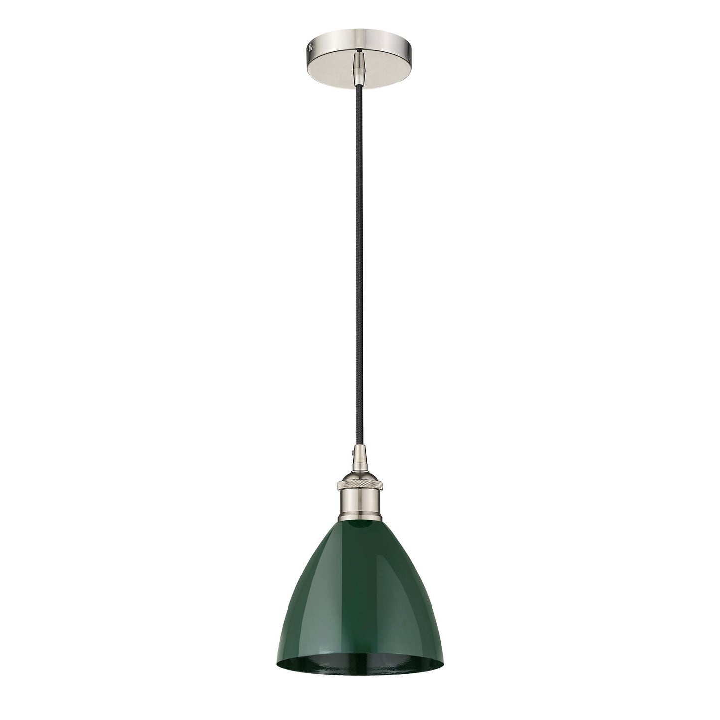 Innovations Plymouth 1-Light Mini Pendant | Industrial Farmhouse Polished Nickel and Matte Green Metal | Kitchen Island & | Model 616-1P-PN-MBD-75-GR-LED