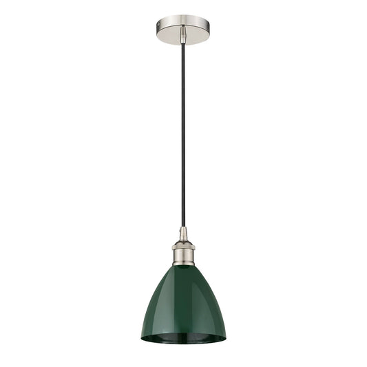 Innovations Plymouth 1-Light Mini Pendant | Industrial Farmhouse Polished Nickel and Matte Green Metal | Kitchen Island & | Model 616-1P-PN-MBD-75-GR-LED
