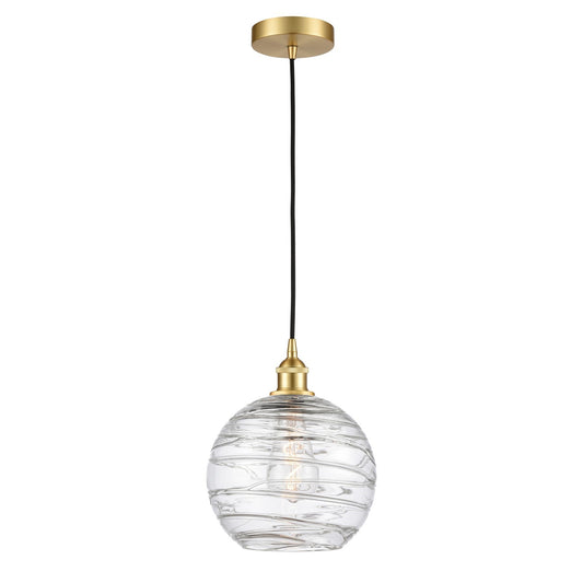 Innovations Athens Deco Swirl 10in 1-Light Mini Pendant | Industrial Satin Gold Steel and Clear Glass | Kitchen Island & | Model 616-1P-SG-G1213-10CL