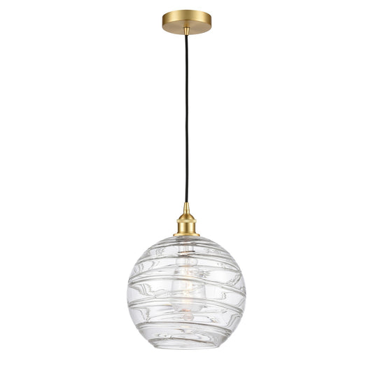 Innovations Athens Deco Swirl 12in 1-Light Mini Pendant | Industrial Satin Gold Steel and Clear Deco Swirl Glass | Kitchen | Model 616-1P-SG-G1213-12CL