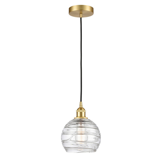 Innovations Athens Deco Swirl 8in 1-Light Mini Pendant | Industrial Satin Gold Steel and Clear Glass | Kitchen Island & Dining | Model 616-1P-SG-G1213-8CL
