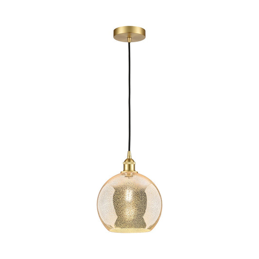 Innovations Athens 10in 1-Light Mini Pendant | Industrial Satin Gold Steel and Mercury Glass | Kitchen Island & Dining Room | 10 | Model 616-1P-SG-G128-10