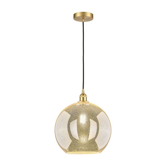 Innovations Athens 12in 1-Light Mini Pendant | Industrial Satin Gold and Mercury Glass | Kitchen Island & Dining Room | 11.75 x | Model 616-1P-SG-G128-12