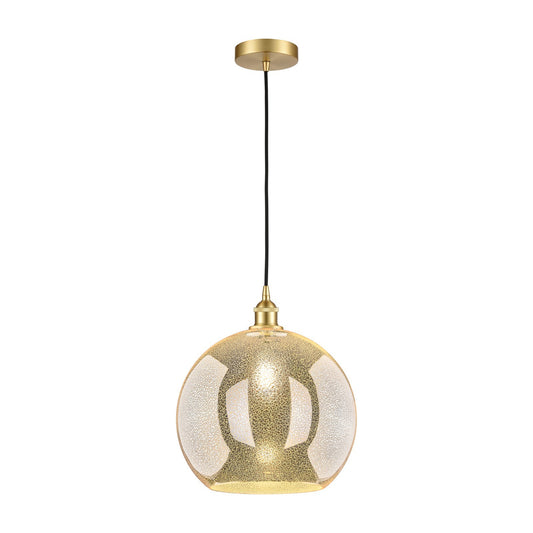 Innovations Athens 14in 1-Light Pendant | Industrial Satin Gold Steel and Mercury Glass | Kitchen Island & Dining Room | 13.75 x | Model 616-1P-SG-G128-14
