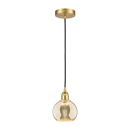 Innovations Athens 6in 1-Light Mini Pendant | Industrial Satin Gold Steel and Mercury Glass | Kitchen Island & Dining Room | 5.88 | Model 616-1P-SG-G128-6