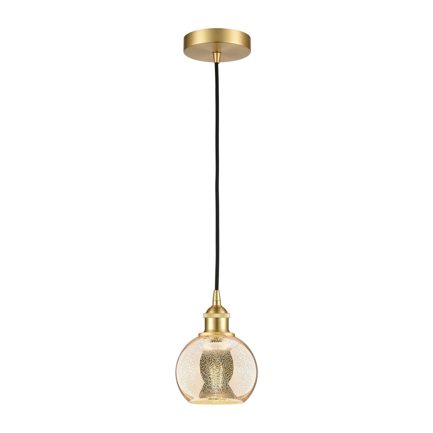 Innovations Athens 6in 1-Light Mini Pendant | Industrial Satin Gold Steel and Mercury Glass | Kitchen Island & Dining Room | 5.88 | Model 616-1P-SG-G128-6