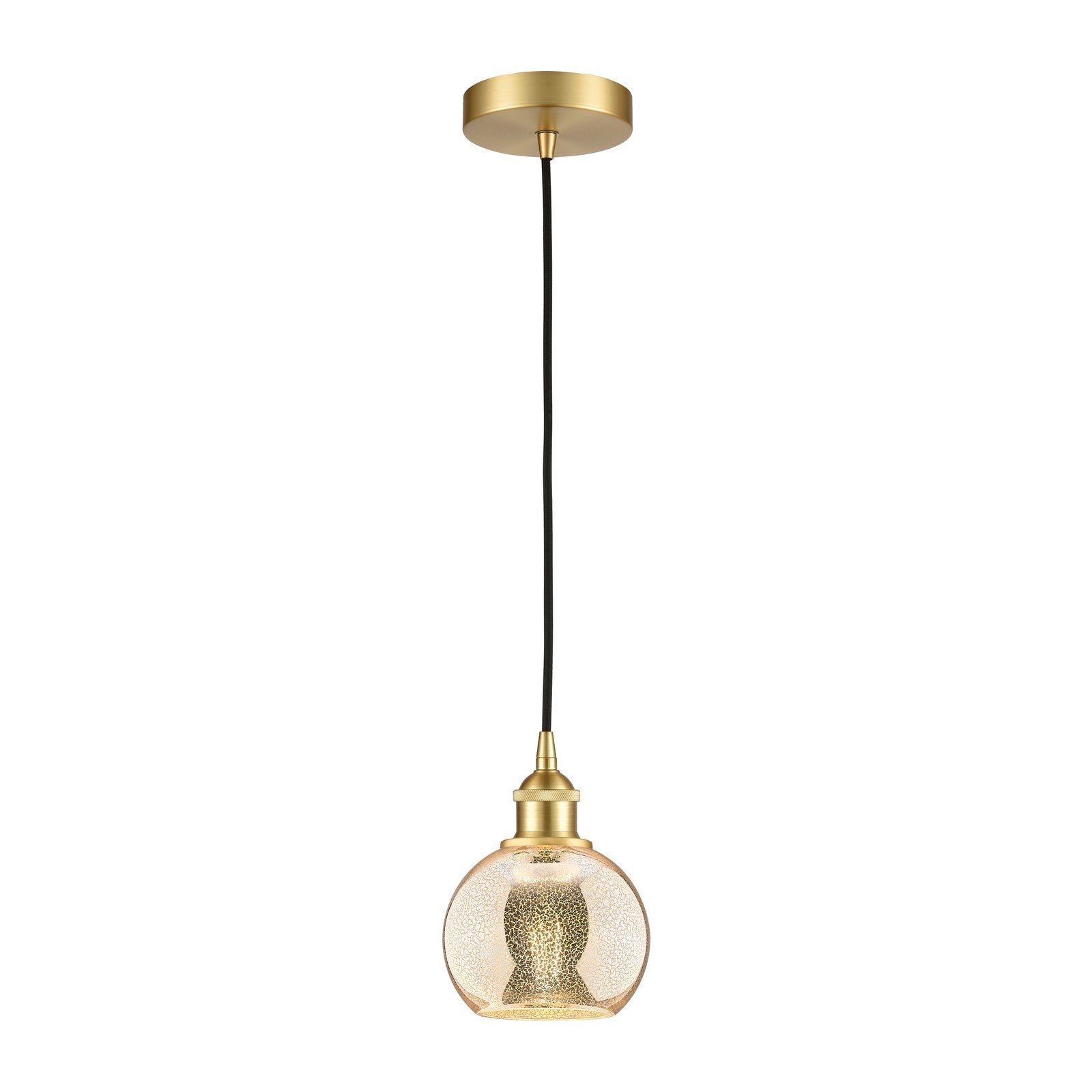 Innovations Athens 6in 1-Light Mini Pendant | Industrial Satin Gold Steel and Mercury Glass | Kitchen Island & Dining Room | 5.88 | Model 616-1P-SG-G128-6