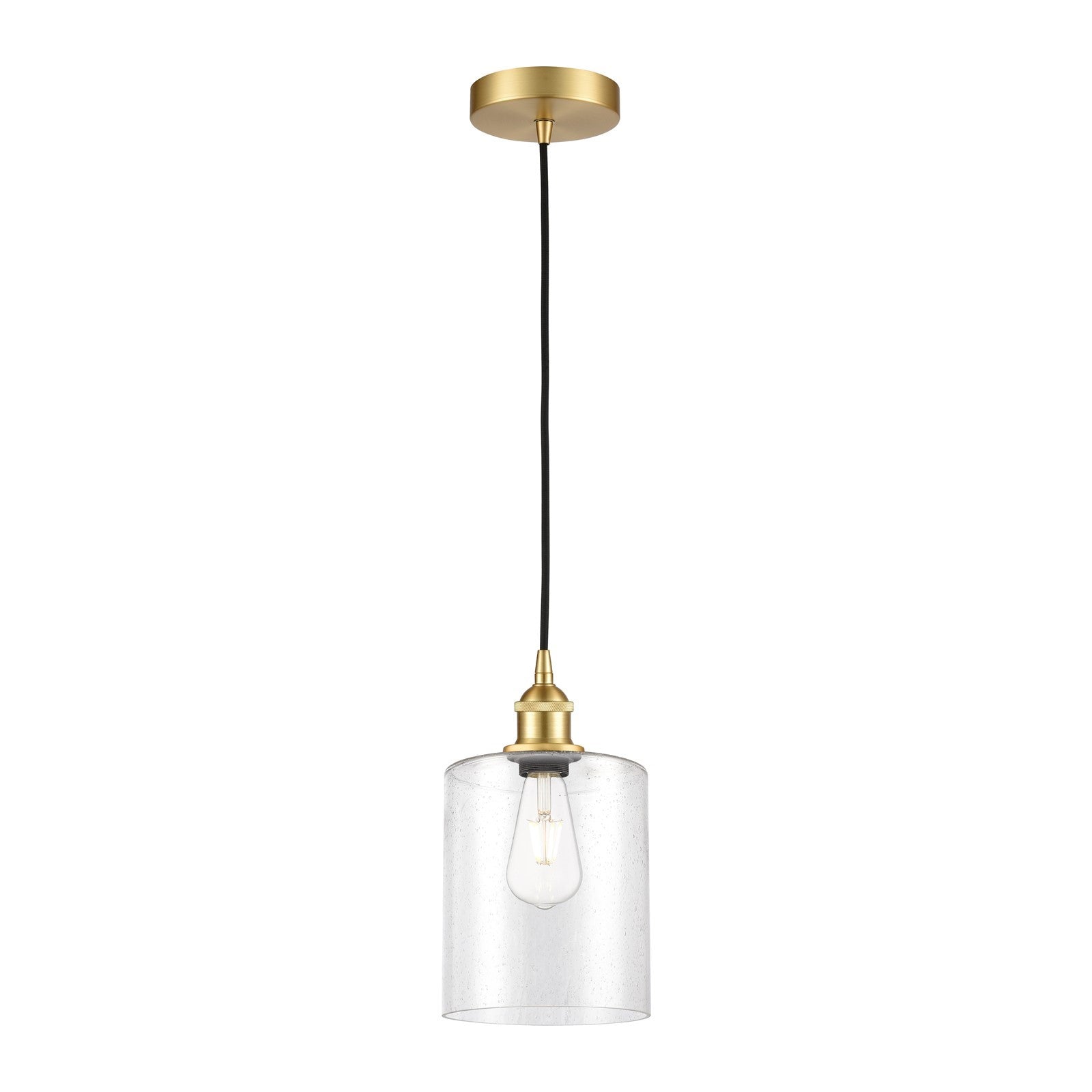 Innovations Paladin 7in 1-Light Mini Pendant | Farmhouse Satin Gold Steel and Seedy Glass | Kitchen Island & Dining Room | 7.12 | Model 616-1P-SG-G4424-7