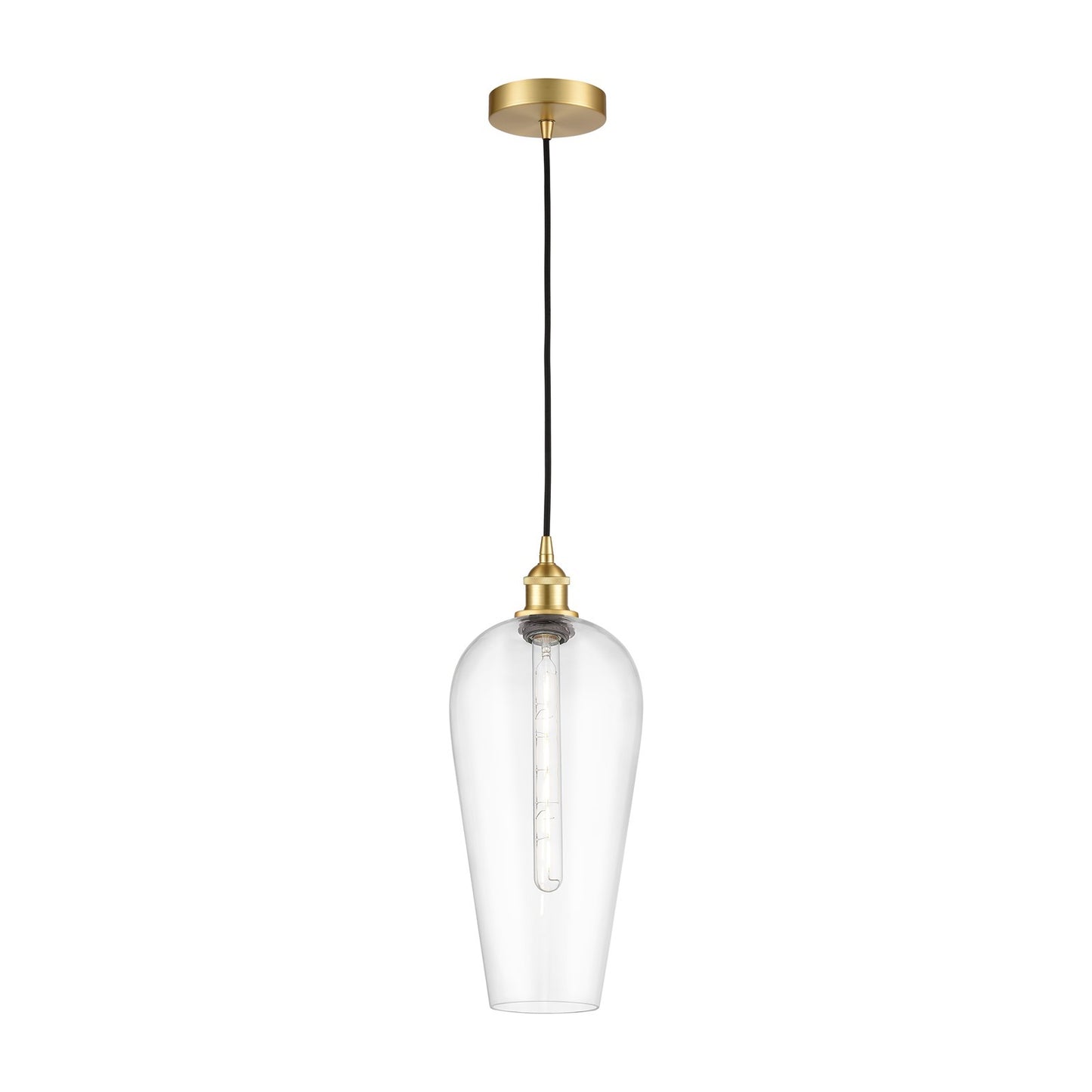 Innovations Chelsea 8in 1-Light Mini Pendant | Industrial Satin Gold Steel and Matte Black Glass | Kitchen Island & Dining Room | Model 616-1P-SG-G456-8CL