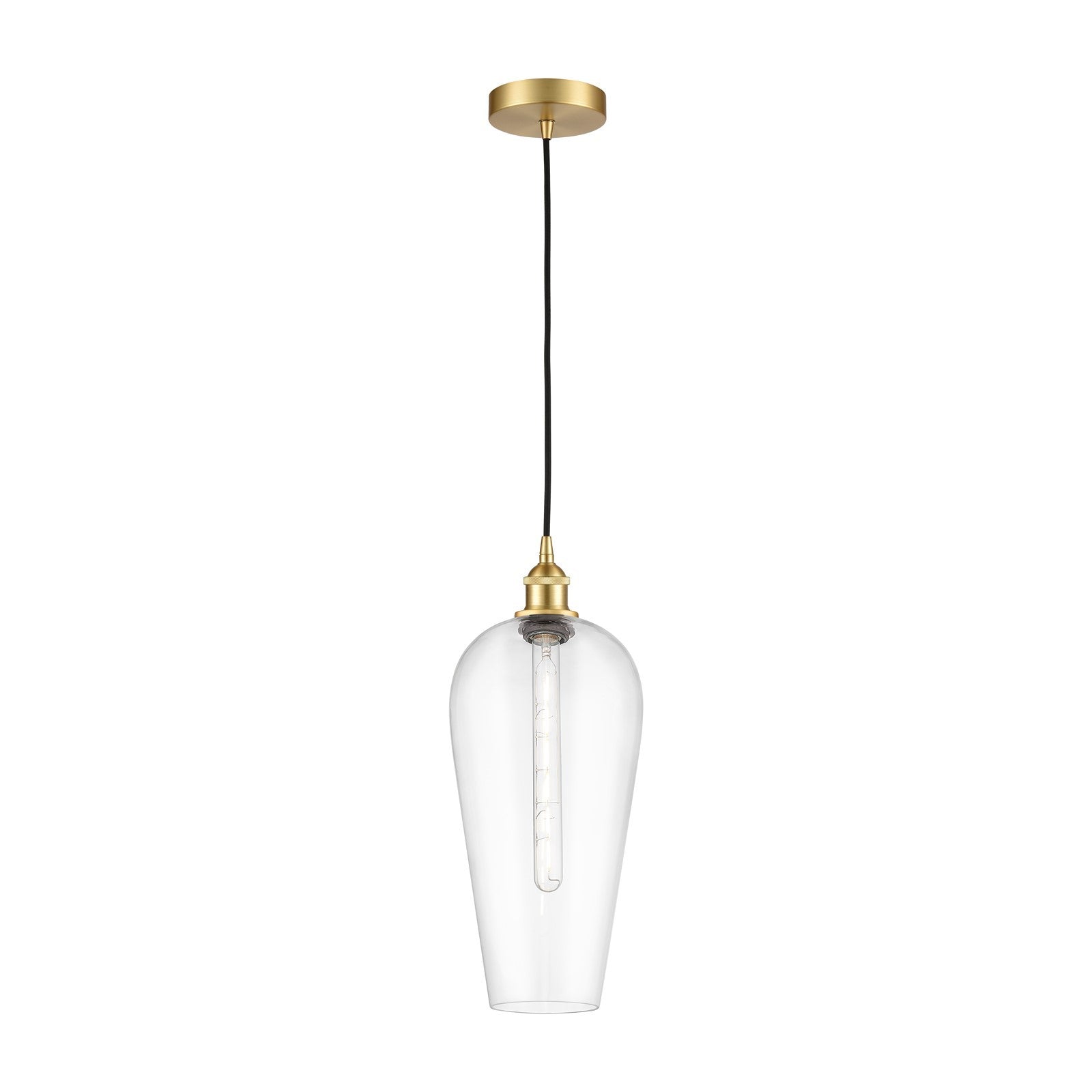 Innovations Chelsea 8in 1-Light Mini Pendant | Industrial Satin Gold Steel and Matte Black Glass | Kitchen Island & Dining Room | Model 616-1P-SG-G456-8CL
