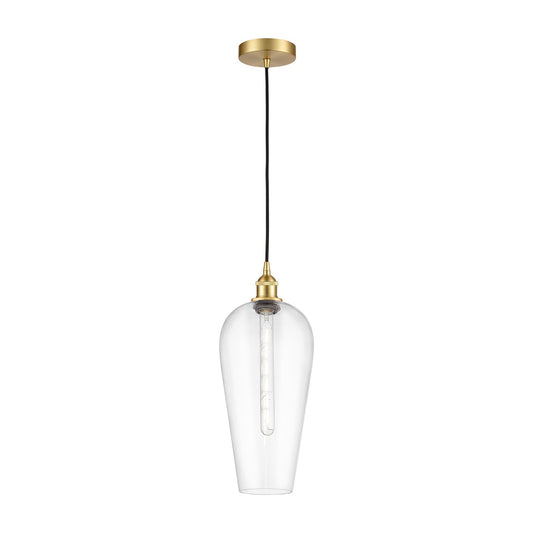 Innovations Chelsea 8in 1-Light Mini Pendant | Industrial Satin Gold Steel and Matte Black Glass | Kitchen Island & Dining Room | Model 616-1P-SG-G456-8CL