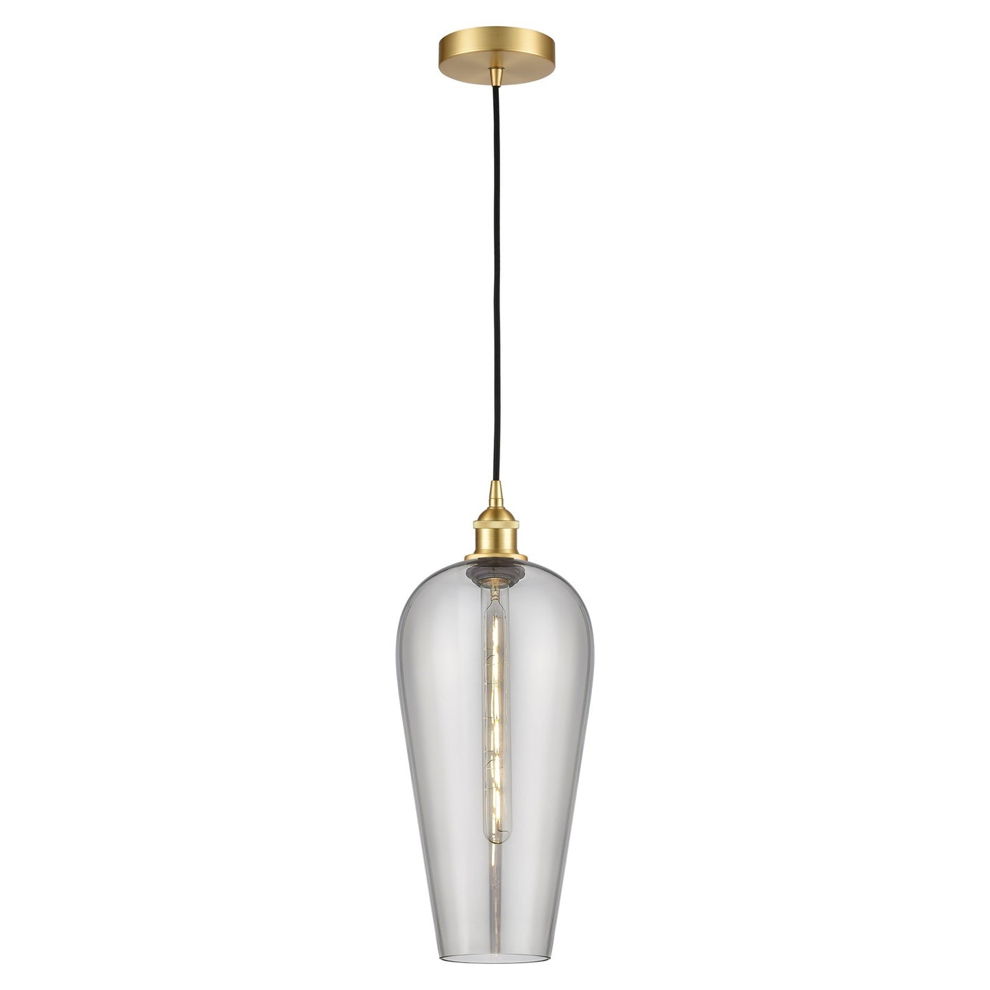 Innovations Chelsea 8in 1-Light Mini Pendant | Industrial Satin Gold and Light Smoke Glass | Kitchen Island & Dining Room | Model 616-1P-SG-G456-8SM