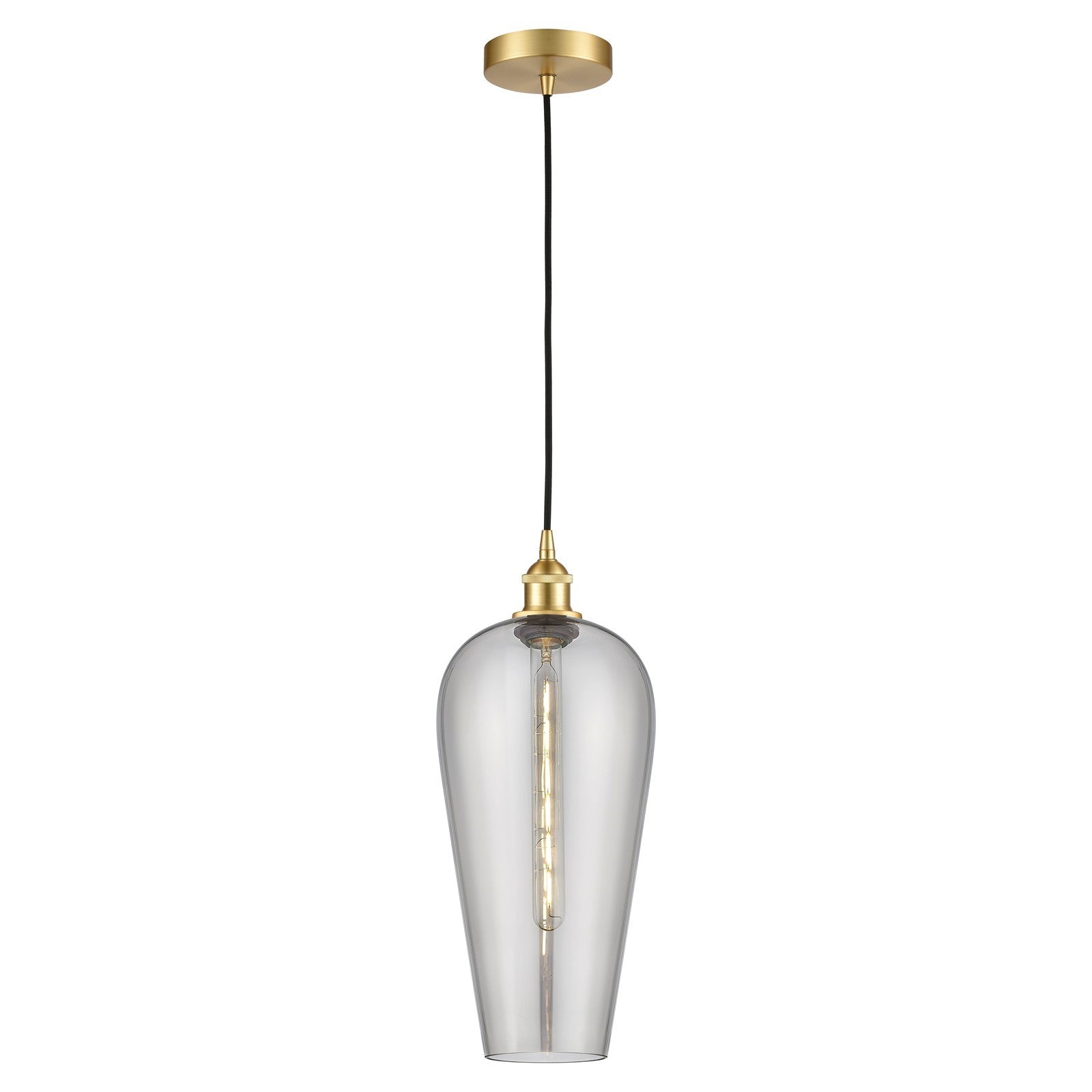 Innovations Chelsea 8in 1-Light Mini Pendant | Industrial Satin Gold and Light Smoke Glass | Kitchen Island & Dining Room | Model 616-1P-SG-G456-8SM