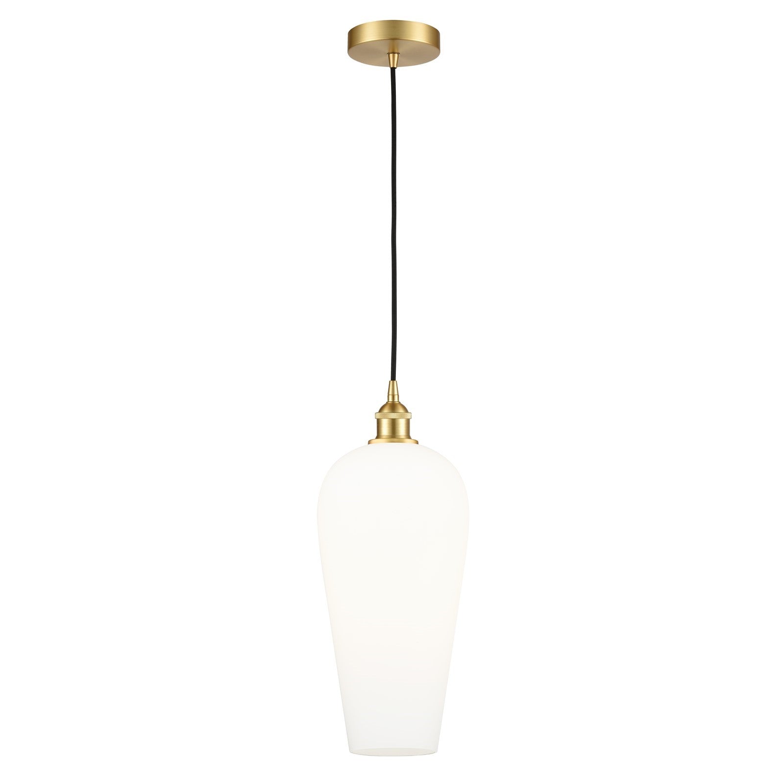Innovations Chelsea 8in 1-Light Mini Pendant | Industrial Satin Gold Steel and Matte Black Glass | Kitchen Island & Dining Room | Model 616-1P-SG-G456-8WH
