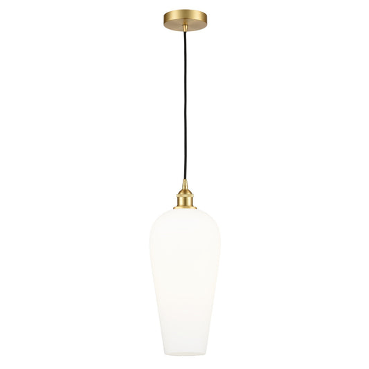 Innovations Chelsea 8in 1-Light Mini Pendant | Industrial Satin Gold Steel and Matte Black Glass | Kitchen Island & Dining Room | Model 616-1P-SG-G456-8WH