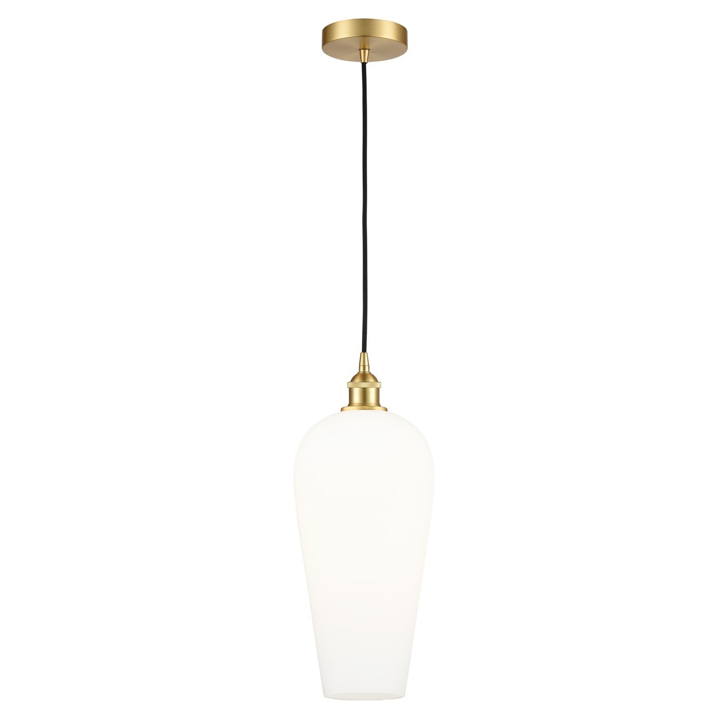 Innovations Chelsea 8in 1-Light Mini Pendant | Industrial Satin Gold Steel and Matte Black Glass | Kitchen Island & Dining Room | Model 616-1P-SG-G456-8WH
