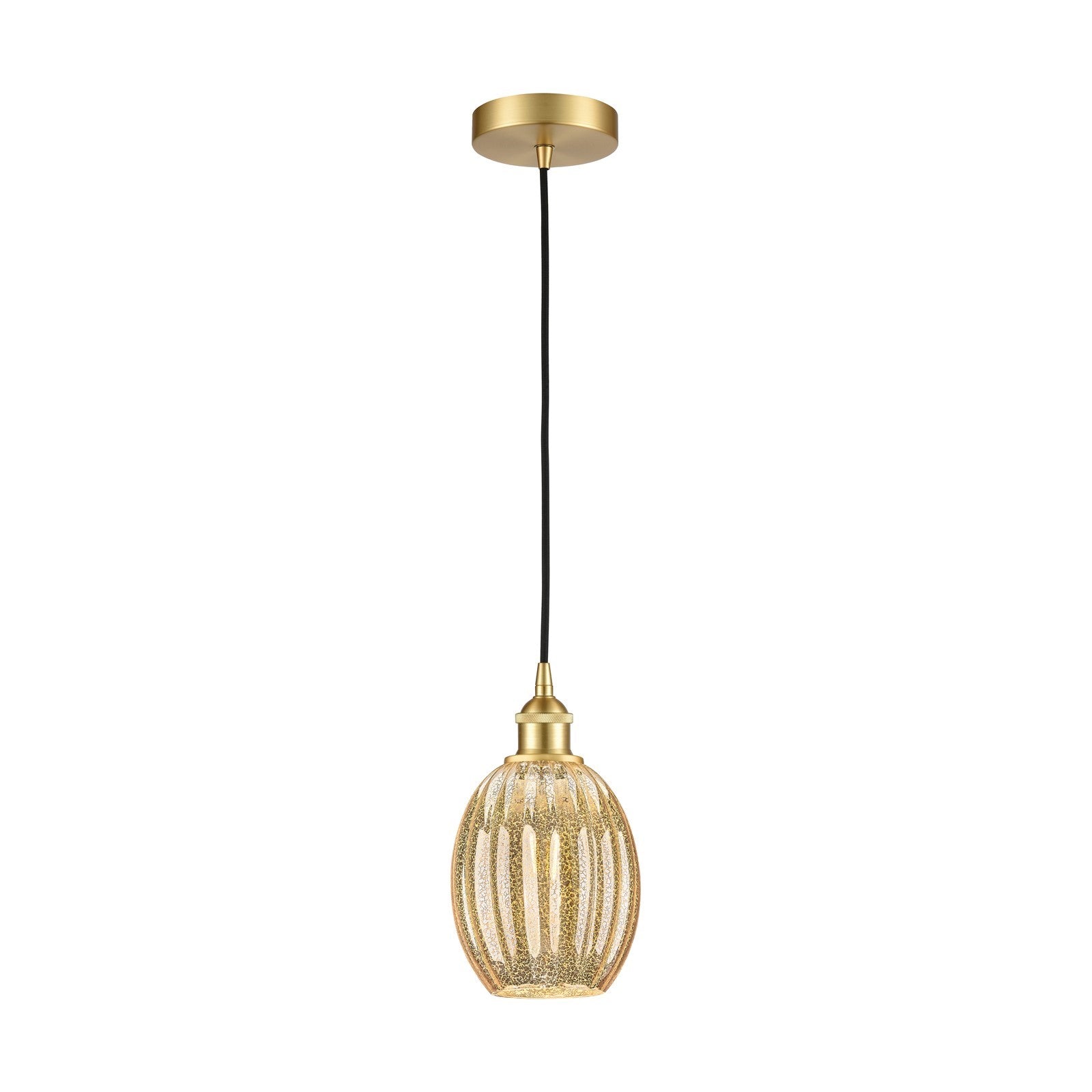 Innovations Preston Bulb 6in 1-Light Mini Pendant | Industrial Satin Gold Steel and Matte Black Glass | Kitchen Island & Dining | Model 616-1P-SG-G459-6ME
