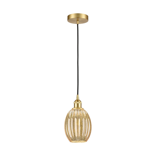 Innovations Preston Bulb 6in 1-Light Mini Pendant | Industrial Satin Gold Steel and Matte Black Glass | Kitchen Island & Dining | Model 616-1P-SG-G459-6ME